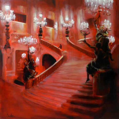 "Le grand escalier en rouge" Huile sur toile, 100 x 100 cm
VENDU