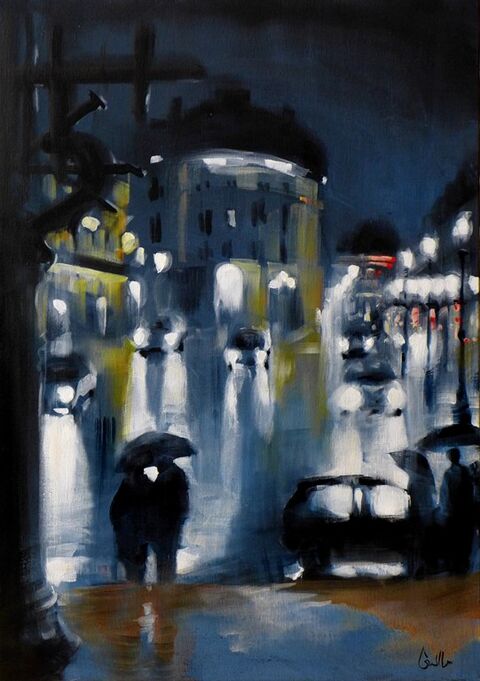 "Boulevard de pluie" Huile sur toile, 92 x 65 cm
VENDU