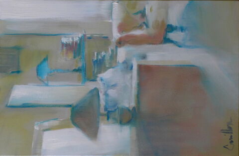 "Intérieur pastel" Huile sur toile, 41 x 27 cm