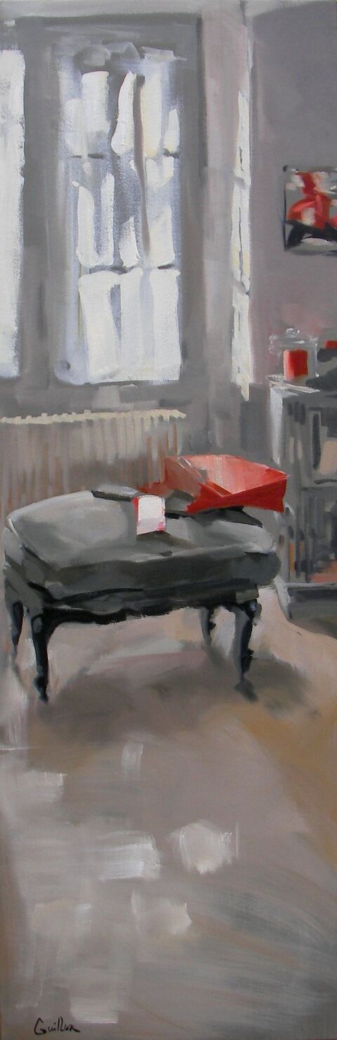 "Le sac rouge" Huile sur toile, 120 x 40 cm