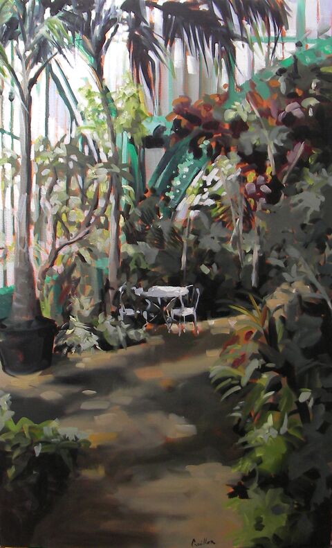 "La serre tropicale II" Huile sur toile, 130 x 81 cm