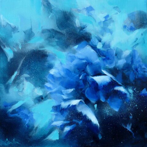 "Bleu" Huile sur toile, 40 x 40 cm